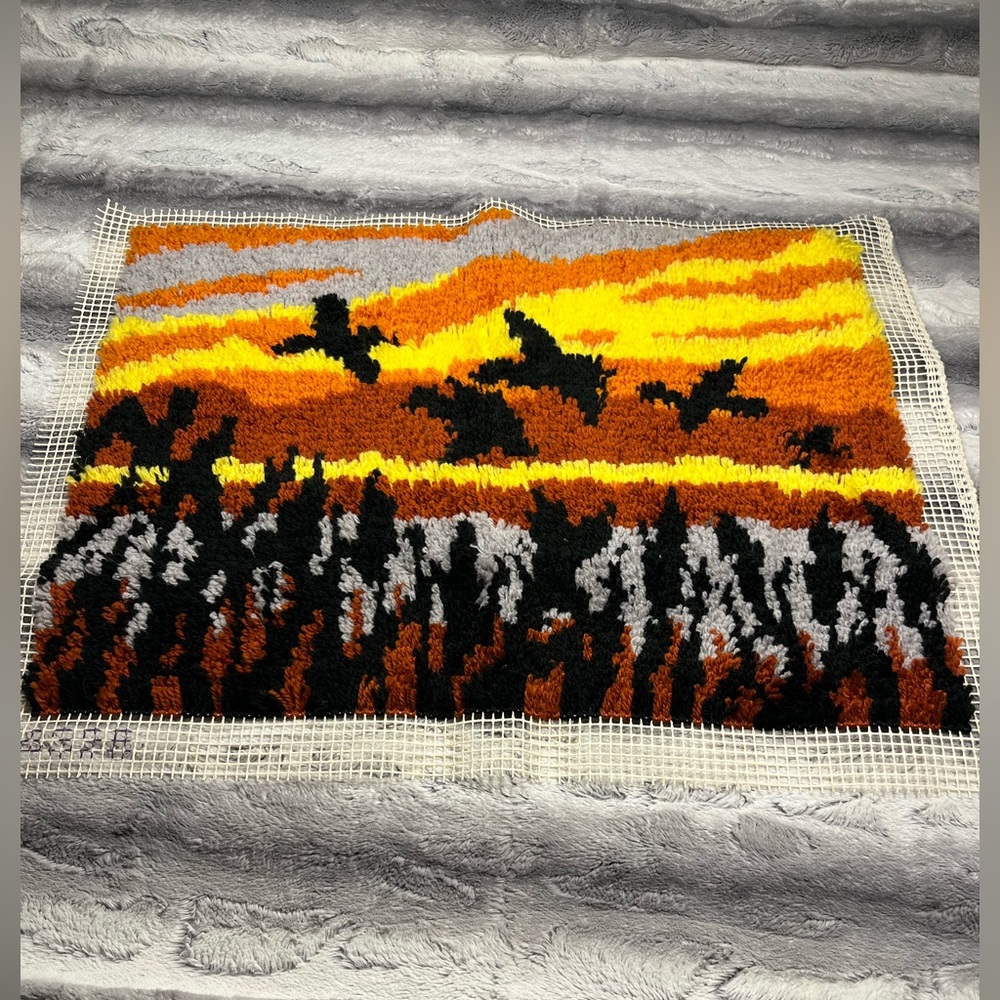 Vintage latch hook rug